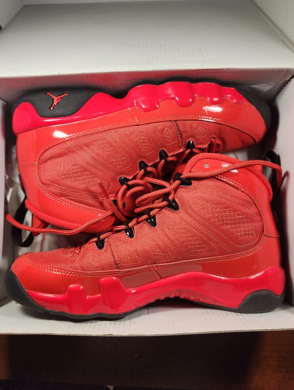 Boy's Air Jordan 9 Retro Chile Red Sneakers - Picture 2 of 8